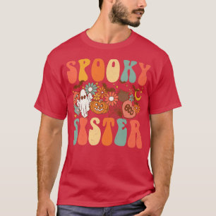 Spooky Sister Matching Shirt Retro Halloween Ghost