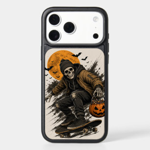Spooky Skater Skeleton Halloween Full Moon iPhone 17 Pro Max Case