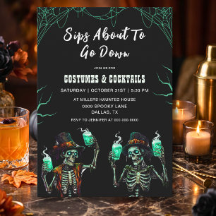 Spooky Skeleton Adult Halloween Party  Invitation
