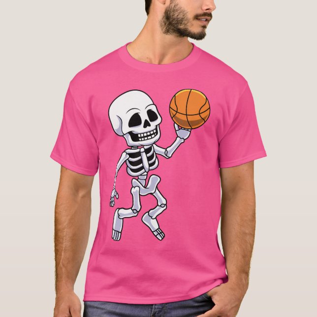Spooky Skeleton Basketball Player Boys Kids T-Shirt (Front)
