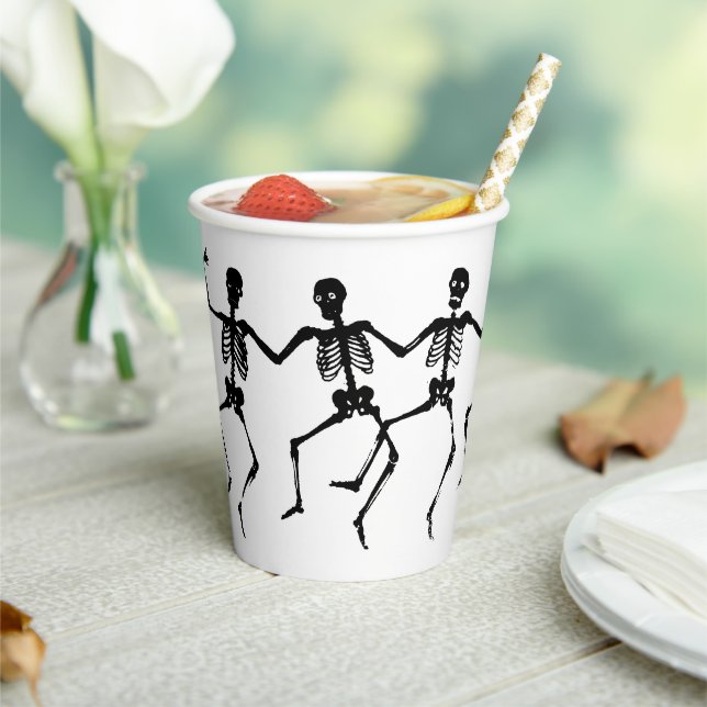 Spooky Skeleton Black & White Halloween Paper Cup (Insitu)