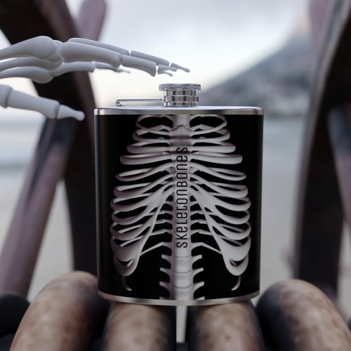 Spooky Skeleton Bones Rib Cage Classic Halloween Flask