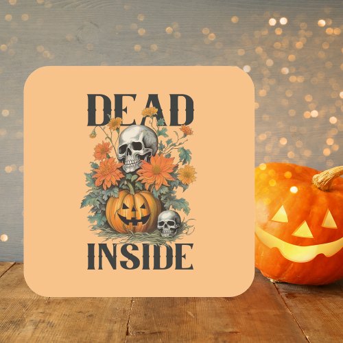 Spooky Skeleton Botanical Halloween Holiday Square Sticker