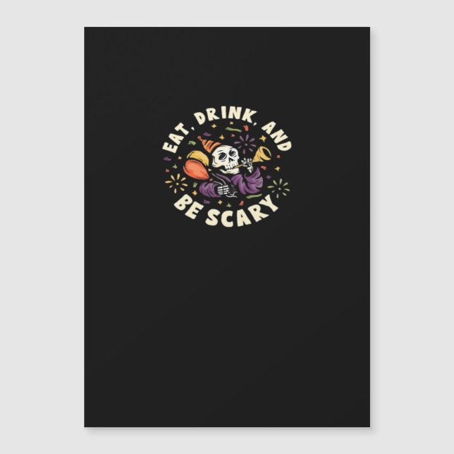 Spooky Skeleton Celebrating Halloween Eat Drink (Front)