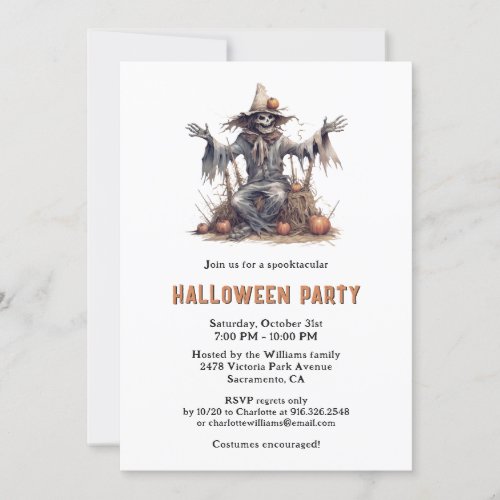 Spooky Skeleton Cemetery Halloween Party Invitation