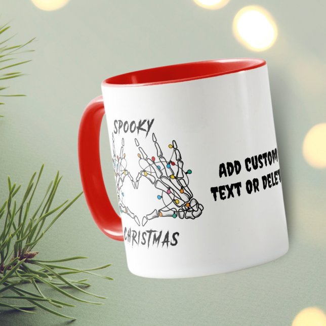 Spooky Skeleton Christmas Love  Spooky Vibes Red Mug (Creator Uploaded)