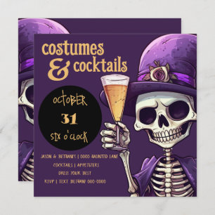 Spooky Skeleton Costumes and Cocktails Party Invitation