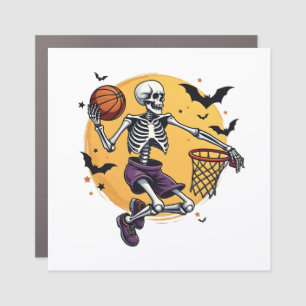 Spooky Skeleton Dunking Basketball Graveyard Hallo Car Magnet