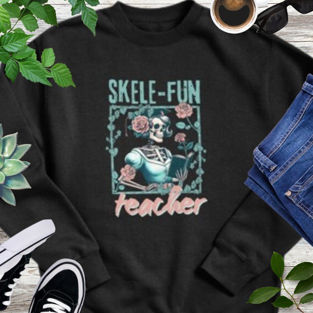 Spooky Skeleton Elementary School Teacher  Sweatshirt (Creator Uploaded)