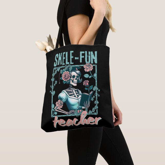 Spooky Skeleton Elementary School Teacher Tote (Close Up)