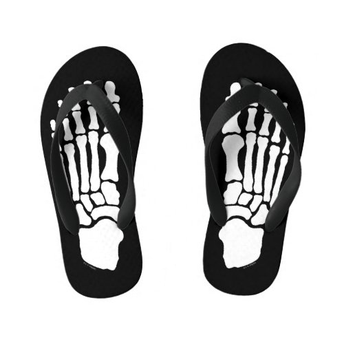 Spooky Skeleton Feet Kids Flip Flops