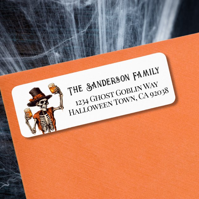 Spooky Skeleton Halloween Party Address Label (Spooky Skeleton Halloween Party Label)