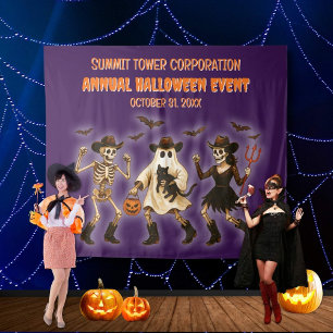 Spooky Skeleton Halloween Party Backdrop