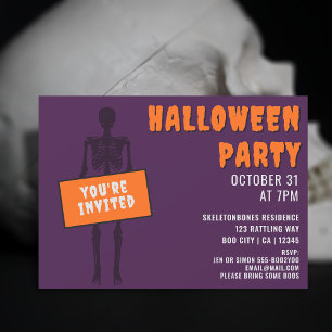 Spooky Skeleton Halloween Party Invitation