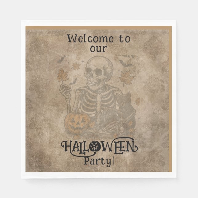 Spooky Skeleton Halloween Party   Napkins (Front)