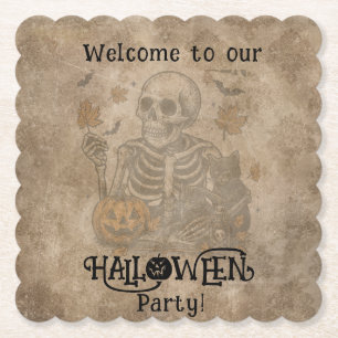 Spooky Skeleton Halloween Party   Paper Coaster