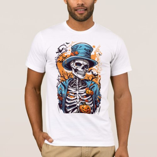 Spooky Skeleton Halloween  Unique Vector Design T_Shirt