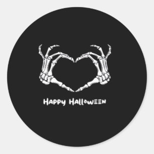 Spooky Skeleton Hand Heart Typography Modern Classic Round Sticker
