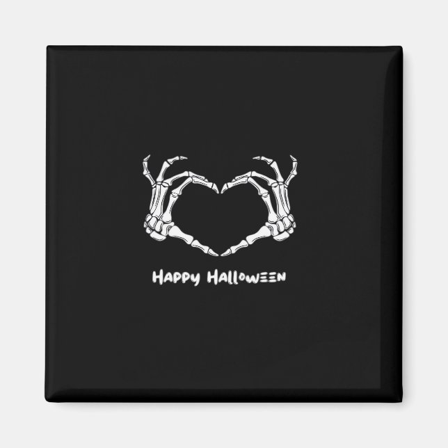 Spooky Skeleton Hand Heart Typography Modern Magnet (Front)