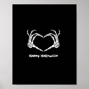 Spooky Skeleton Hand Heart Typography Modern Poster