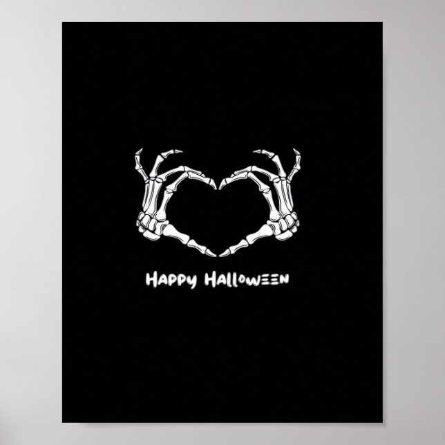 Spooky Skeleton Hand Heart Typography Modern Poster (Front)