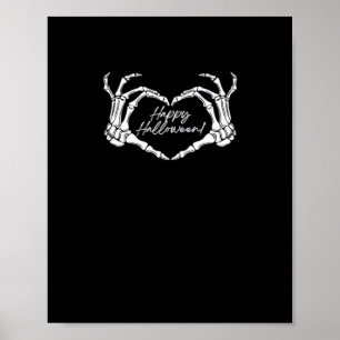 Spooky Skeleton Hand Heart Typography Modern Poster