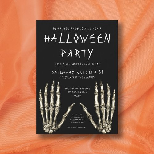 Spooky Skeleton Hands Halloween Party Invitation