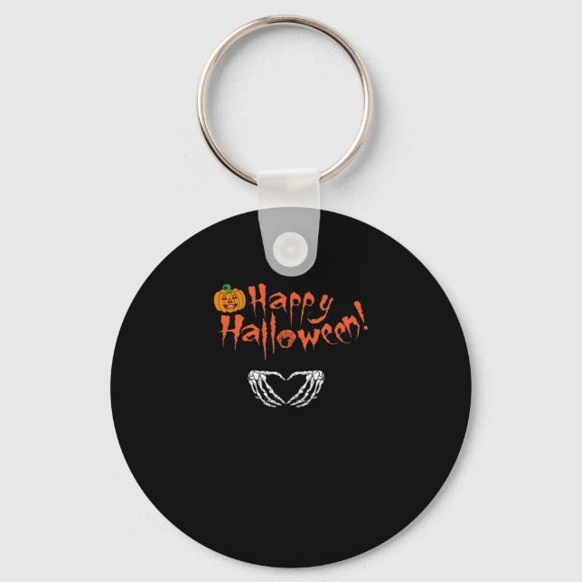 Spooky Skeleton Hands Happy Halloween Classic  Keychain (Front)