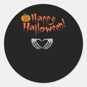 Spooky Skeleton Hands Happy Halloween Classic  Round Sticker