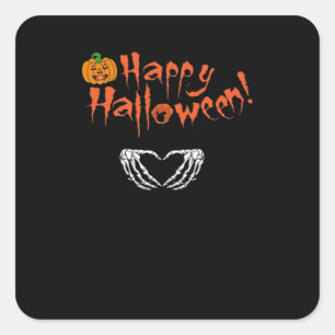 Spooky Skeleton Hands Happy Halloween Classic Square Sticker