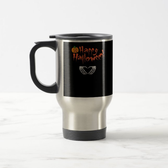Spooky Skeleton Hands Happy Halloween Classic  Travel Mug (Left)