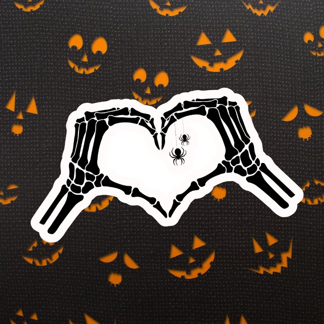 Spooky Skeleton Heart Hands Halloween Spiders Sticker (Creator Uploaded)
