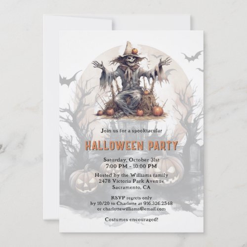 Spooky Skeleton Jack_O_Lanterns Halloween Party Invitation