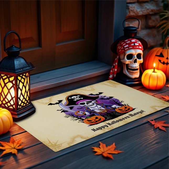 Spooky Skeleton Pirate Halloween Doormat (Creator Uploaded)