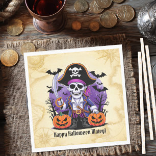 Spooky Skeleton Pirate Halloween Napkins