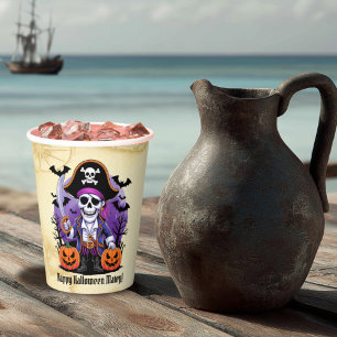 Spooky Skeleton Pirate Halloween Paper Cups