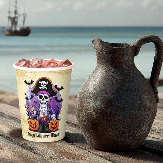 Spooky Skeleton Pirate Halloween Paper Cups (Creator Uploaded)