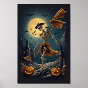 Spooky Skeleton Pumpkin Carving - Get Yours Today! Poster