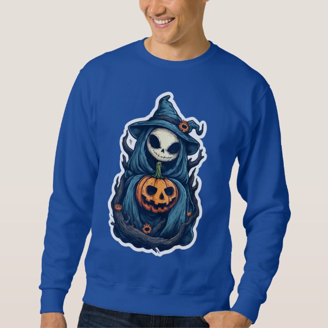 Spooky Skeleton Reaper with Pumpkin Sweatshirt (Front)