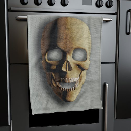 Spooky Skeleton Skull Halloween Grey and Brown Towel