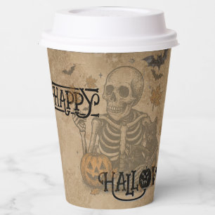 Spooky Skeleton Skull Halloween Paper Cups