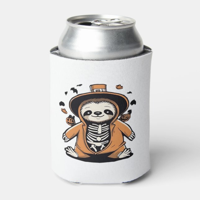 Spooky skeleton sloth trick or treating Classic T- Can Cooler (Can Front)