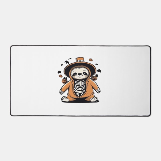 Spooky skeleton sloth trick or treating Classic T- Desk Mat (Front)
