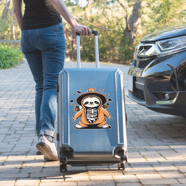 Spooky skeleton sloth trick or treating Classic T- Sticker (Suitcase Insitu)
