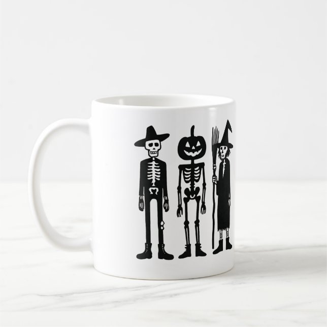 Spooky Skeleton Trio Halloween Mug (Left)