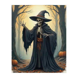 Spooky Skeleton Witch in Haunted Forest Halloween Acrylic Print