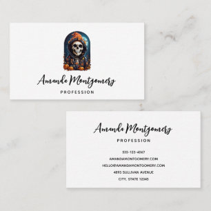 Spooky Skeleton with Evil Pumpkins Business Card