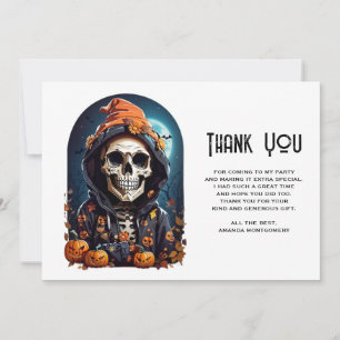 Spooky Skeleton with Evil Pumpkins Thank You Card