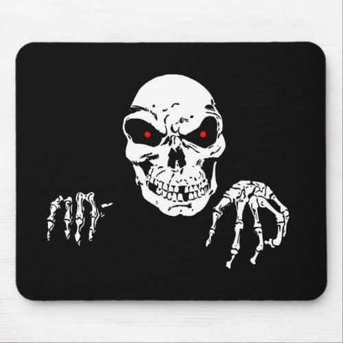 Spooky Skeleton with Red Eyes  Mouse Pad
