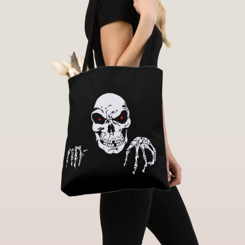 Spooky Skeleton with Red Eyes  Tote Bag